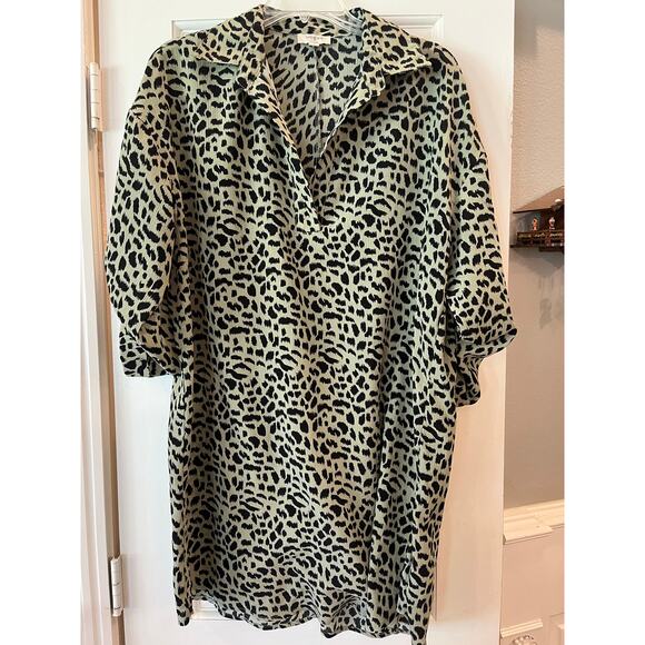 Umgee Fall Animal Print Shift Dress Women Medium Loose Thin Preppy Old Money - Picture 1 of 7